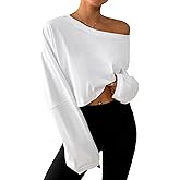 Remidoo Women's Off the Shoulder Sweatshirt Oversized Cropped Sweatshirts Long Sleeve Pullover Top