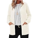 QUEZHU Women's Cable-Knit Cardigan Sweater V-Neck Winter Warm Cardigans