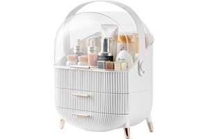GLTAYLMY Makeup Organizer for Vanity, Cosmetics Skincare Organizers with Lid and Drawers, Cosmetic Display Cases for Countertop Bathroom Dresser, Ideal Gifts for Women