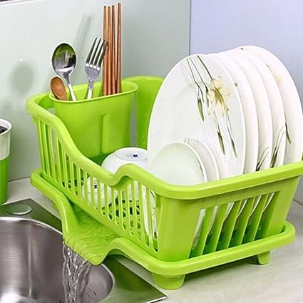 Zollyss Plastic Multi-Function Water Draining Dish Rack (Color may vary)