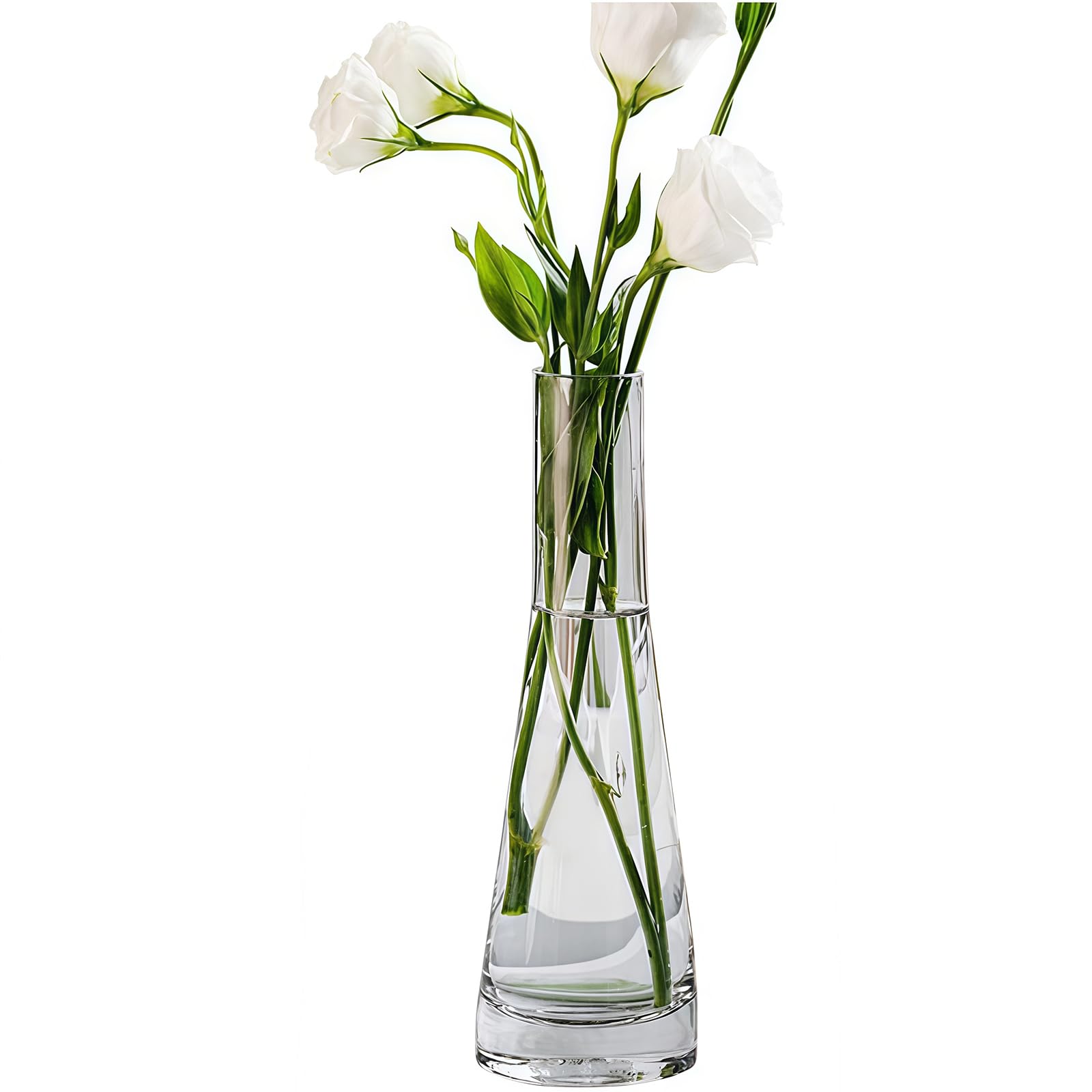 Hand-Made Blown Art Bud Glass Vase Clear Flower Bud Vase Single Stem Vases Decorative Glass Vase Bottles Centerpiece for Wedding Party Home and Office Décor(Transparent)