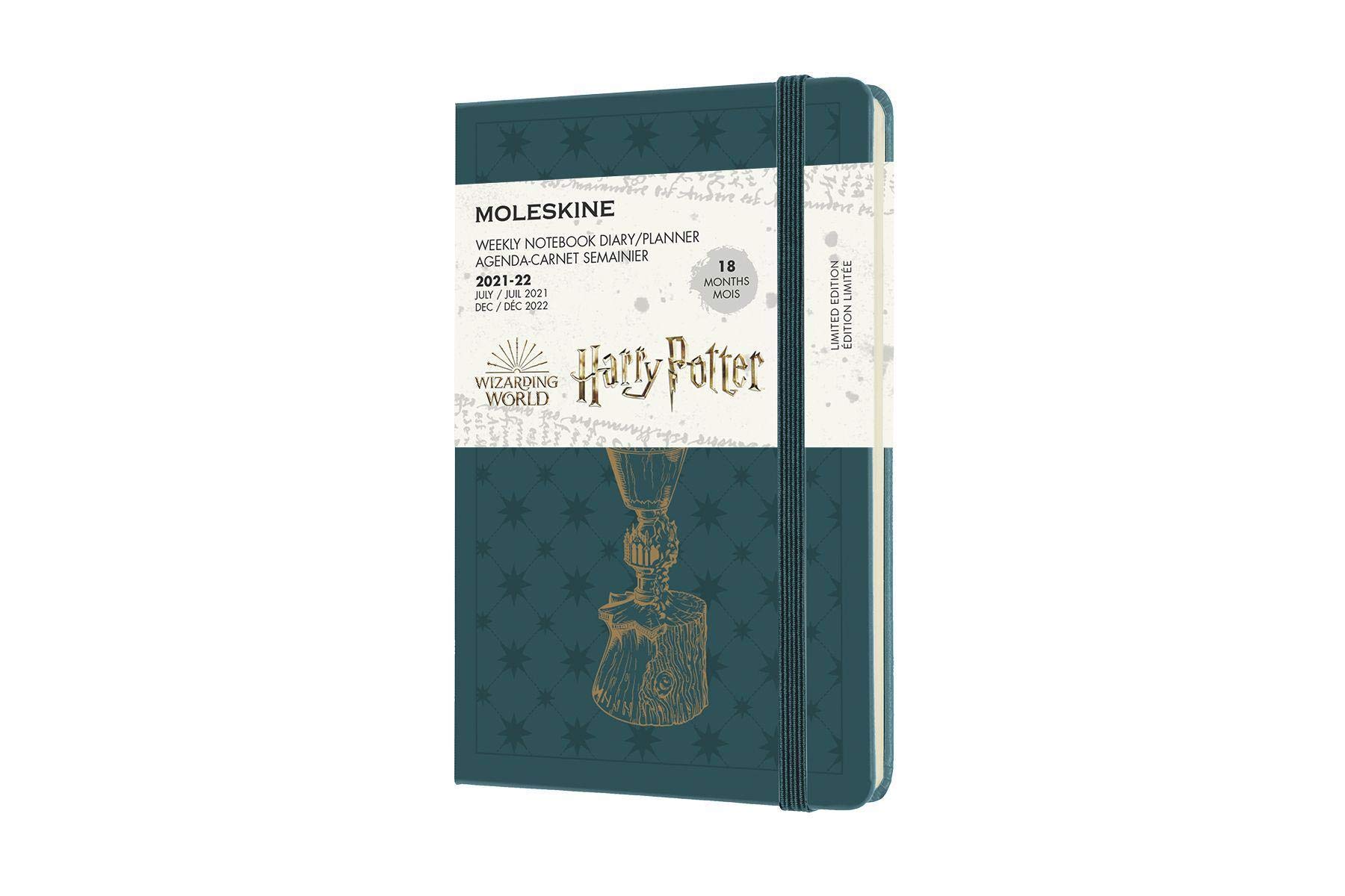 Moleskine - 18-Month Weekly Planner/Diary, Harry Potter Limited Edition Pocket Planner 2021/2022, Weekly Notebook with Hard Cover and Elastic Closure, Size Pocket 9 x 14 cm, Colour Green, 208 Pages