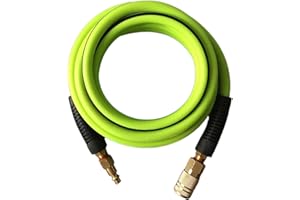 FURESN Air Hose 1/4 in x 10 ft, Heavy Duty, Lightweight, Kink Resistant, Hybrid Air Compressor Hose with 1/4 in Solid Brass Male Fittings, Bend Restrictors, 300 PSI(10FT, Green Black)