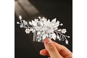 JEAIRTS Crystal Hair Comb Silver Bridal Pearl Headpiece Wedding Hair Accessories for Women