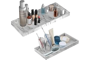 BBK Bathroom Vanity Tray - 2 Pack (7.8" and 11.8") Silicone Bathroom Trays for Counter, Perfume Key Trinket Ring Tray, Decor Soap Dispenser Countertop Tray for Kitchen Sink Organization (Marble Gray)