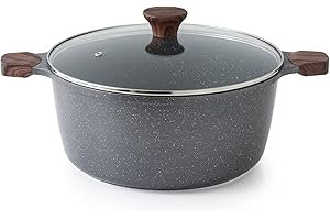 SENSARTE Nonstick Stock Pot with Lid, 7 Qt Induction Cooking Pot with Tempered Glass Lid, Stew Pot with Swiss Nonstick Granit