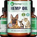 HempHeals Hemp Oil for Dogs & Cats Full Spectrum Hemp Oil Extract Calming Anxiety Relief for Dogs & Pets Natural Hip & Joint Supplement - Organic Pet Vitamins - Reduces Pain & Inflammation Hemp Oil