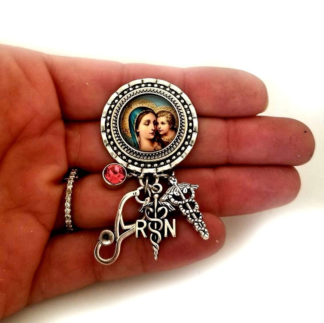 Personalized Nursing Lapel Pin Brooch for Graduation White