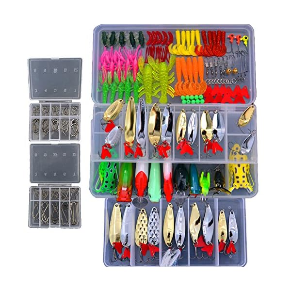 Bluenet-226-Pcs-Soft-Plastic-Fishing-lures-Tackle-Kit-Including-Bionic-Bass-Trout-Salmon-Pike-Fishing-Lure-Frog-Lures-Minnow-Popper-Pencil-Crank-Soft-Hard-Bait-Fishing-Lure-Metal-Spoon-Jig-Lure