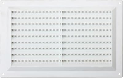 Map Map Plastic Louvre Air Vent with Flyscreen 9 x 6 White Double Brick Grille