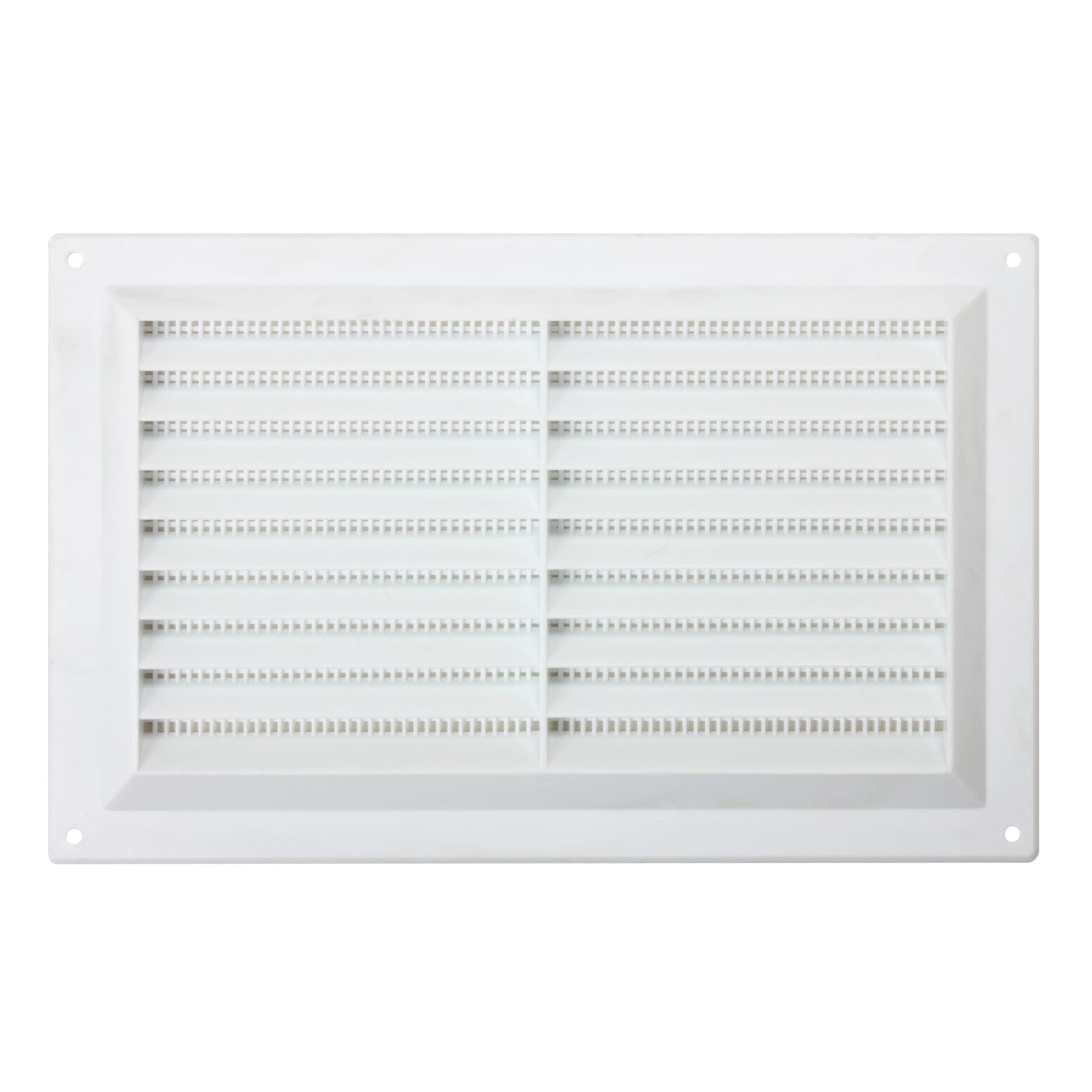 Map Plastic Louvre Air Vent with Flyscreen 9" x 6" (229mm x 150mm), Double Brick Grille Cover, White