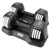 25lbs Adjustable Dumbbell Set,Chrome Adjustable Dumbbells for Home Gym | Chrome plate, 1 hand quick adjust dumbbell, 5lb Increment, Space Saving small footprint,with Storage Tray