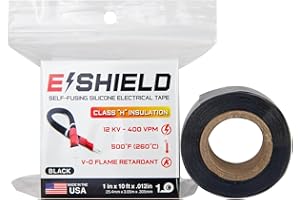 Bond It E-Shield Self-Fusing Silicone Tape, Adhesive-Free, Arc & Track Resistant Electrical Insulation Wrap, Waterproof, Heat Resistant Up to 500F, Non-Sticky, 1" x 10' x 12mil, Black