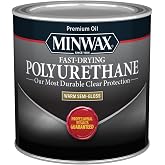 Minwax Fast Drying Polyurethane Protective Wood Finish, Clear Semi-Gloss, &frac12; Pint