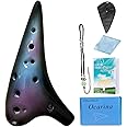 DHwebWLP 12 Hole Ocarina Instrument With Song Book for Beginner,Alto C Ceramic Ocarina(Starry Blue & Purple & Black)