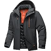 BANTREK Men's Winter Jacket Waterproof Ski Snow Coat Windproof Snowboard Hooded Raincoats with Warm Graphene lining