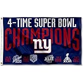 New York Giants 4X and 4 Time Super Bowl Champions Flag Outdoor Indoor 3x5 Foot Banner