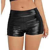 Gatielzana Women's Metallic Rave Booty Shorts Shiny High Waisted Bottoms for Dance Festival
