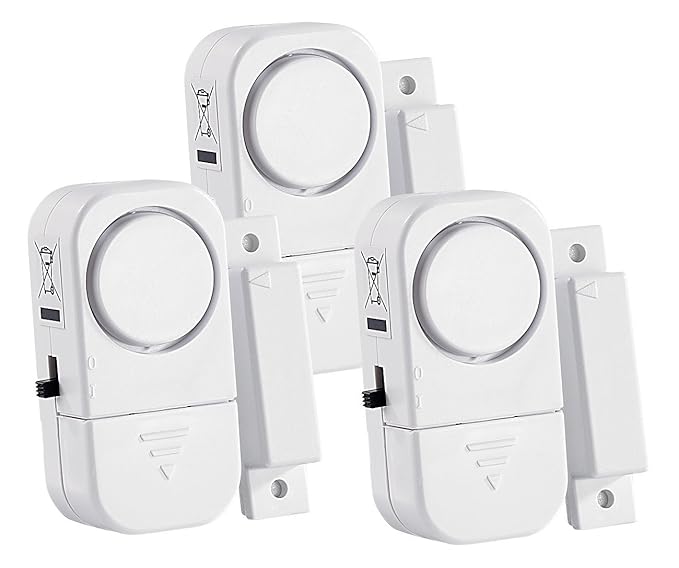 VisorTech Tür Alarmanlage: 3er-Set Mini-Tür- und Fensteralarme, 95 db, 2 Jahre Batterielaufzeit (Tür und Fenster Alarm)