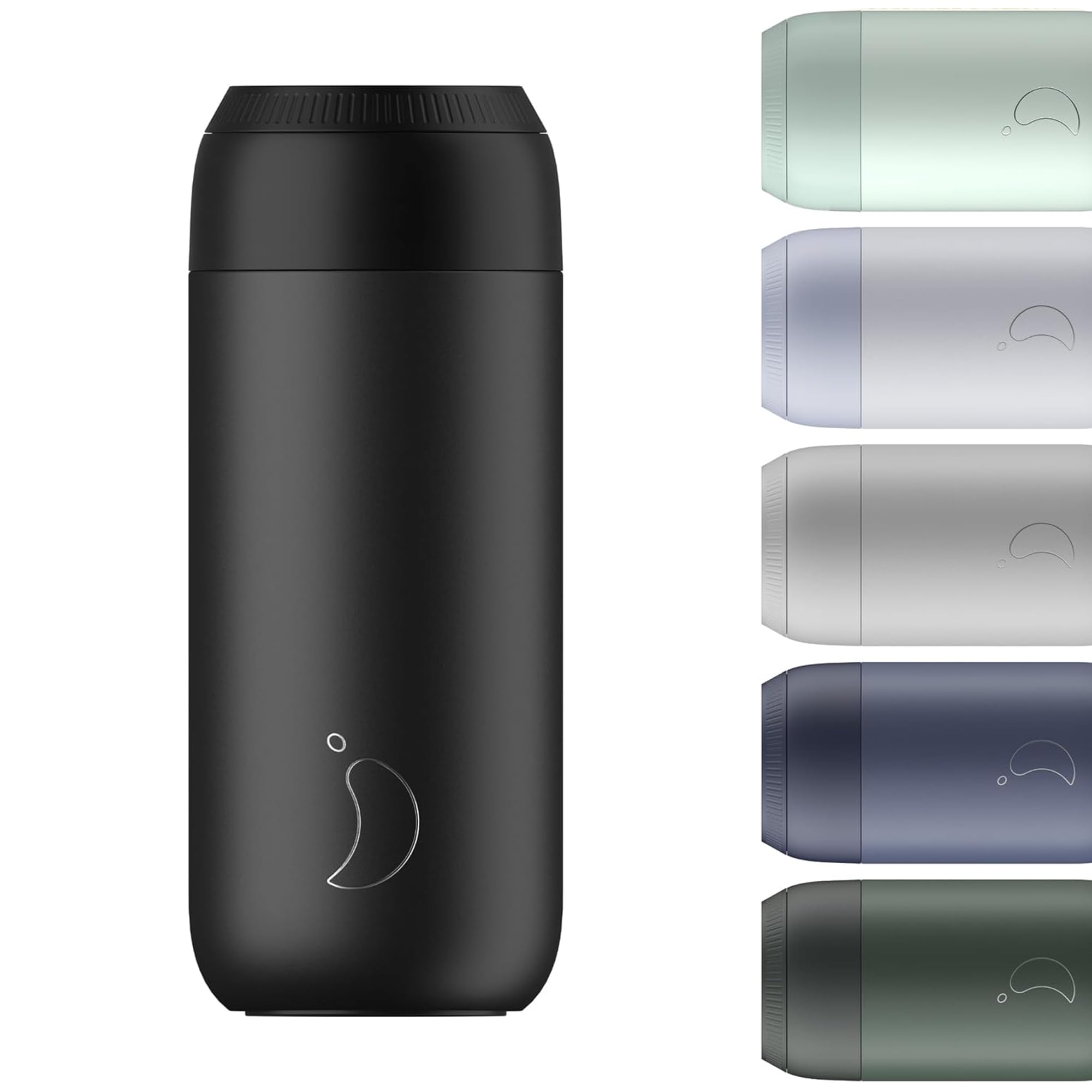 Chilly's Series 2 Coffee Cup - Tight Seal, No Sweating - BPA-Free Stainless Steel - Reusable - Double Walled, Vacuum Insulated - Abyss Black, 500ml