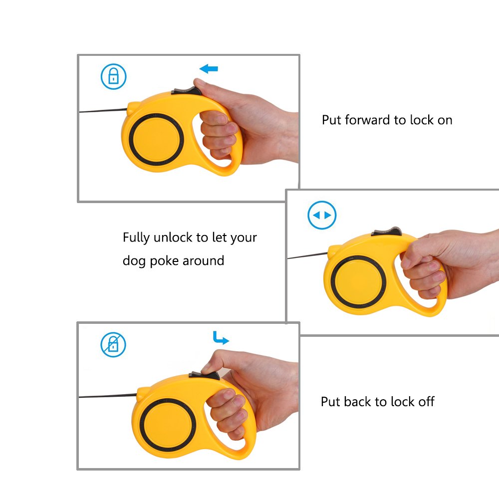 Namay Retractable Nylon Dog Leash with One Button to Lock on and off, Ideal for Medium and Large Dogs