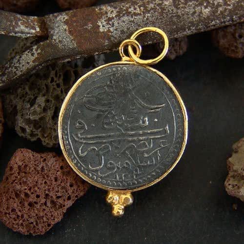 Handmade Ottoman Coin Pendant 24 K Gold Over Sterling