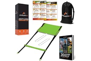 Athletivi Agility Training Equipment Set for Proffesional Training, Adults, Youth & Kids. Soccer & Footbal Training Set with Fixed-Rung Ladder - Enhance Speed, Power & Strength.