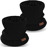 XFUEL Kids Neck Warmer, 2 Pack, Knitted Winter Neck Gaiter, Fleece Lined Infinity Scarf for Boys Girls