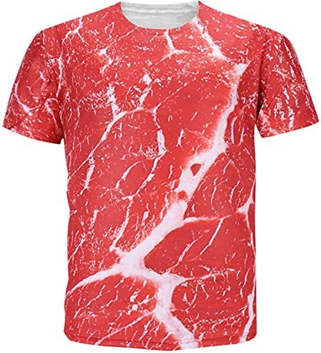HWHColor Juniors 3D Print Food Raw Meat Short Sleeve Shirt Cool Graphic Tee