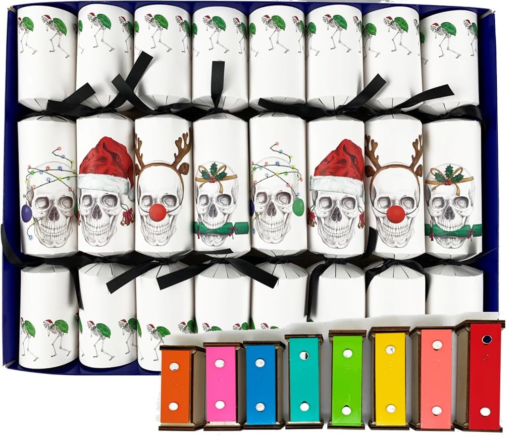Crackers Ltd Musical Christmas Crackers with Mini Xylophones - Christmas Skulls Design
