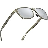 ATTCL Polarized Sunglasses Men for Driving: UV400 Protection Lightweight AL-MG Metal Rectangular Sun glasses Hiking Travel