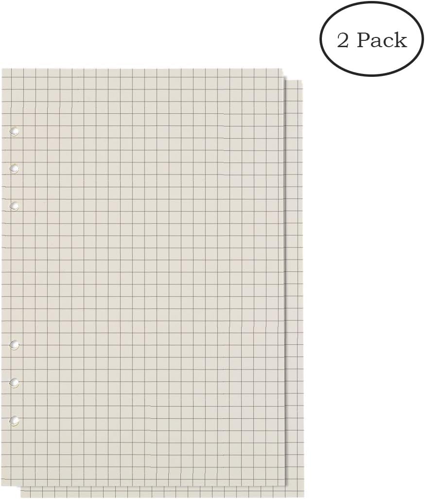 A5 Planner Inserts Filler Paper 6-Ring Grid Paper For Loose-Leaf Binders Journal Notebook Diary 80 Pages 8.27"x 5.6" (Grid x 2)
