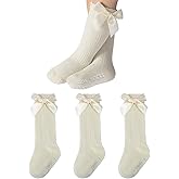 QHANSHIEE Baby Knee High Socks Non Slip Newborn Infant Toddlers Girl Stockings Cotton Bow Ruffle Long Socks Infant Dress Sock