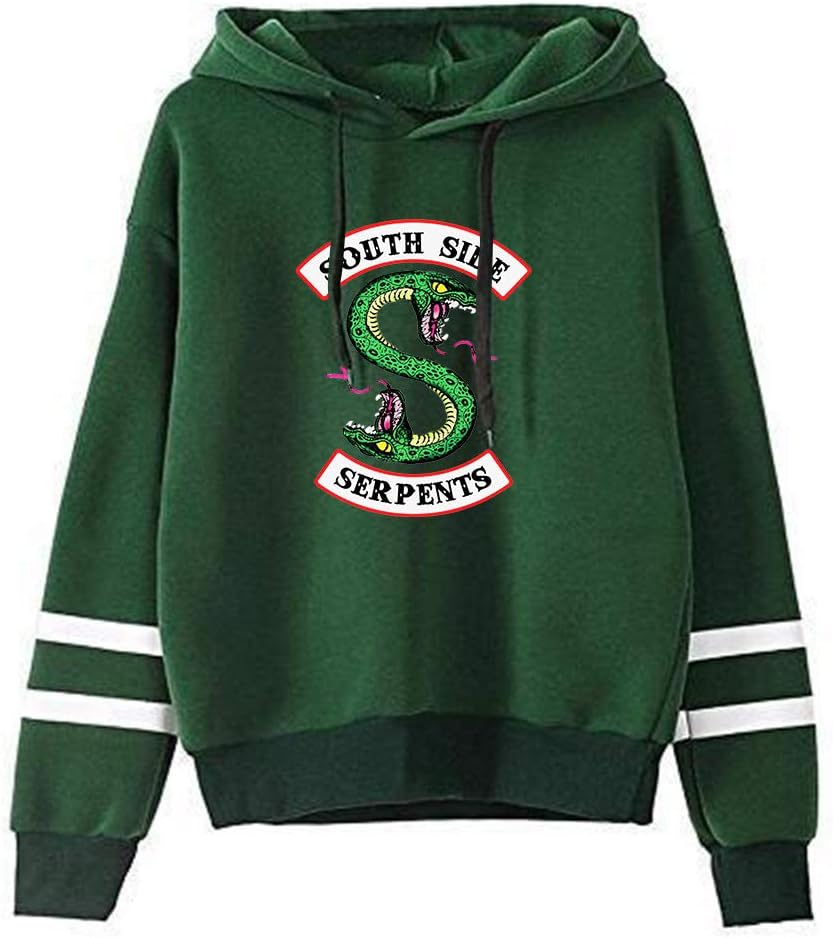 PZJ Women's Riverdale Baggy Hoodie Southside Serpents Long Sleeve Hooded Sweatshirt Casual Striped Pullover Jumper Top