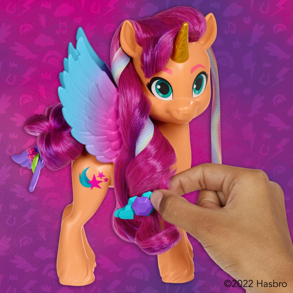 My Little Pony Toys: Make Your Mark Sunny Starscout Ribbon Hairstyles, 6-Inch Orange Pony Toy, Toys for 5 Year Old Girls and Boys and Up, with Hair Styling Accessories
