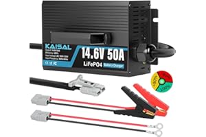 12V 50A Lithium Battery Charger 14.6V 50A Fast LiFePO4 Charger 0V Wake Up 12 Volt Lithium Charger with 8 Protection & 3 Conne