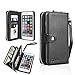 Egrace PU Leather Magnet Knocked-Down Wallet Case with Stand Flip for iPhone 6 Plus and 6S Plus - Black