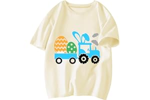 AQYLXLHH Toddler Easter Shirt Boys Girls Bunny Eggs-cavator Truck Graphic T-Shirt Kids Short Sleeve Cotton Easter Tee Tops 2-7 Years