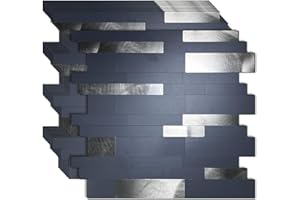 weimeisc 10-Sheet Peel and Stick Backsplash Tile, PVC Mixed Metal Stick on Backsplash Tiles for Kitchen (10, Grey+Frosted Grey)