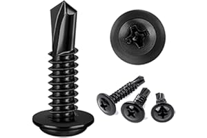 ZAMBASE 100PCS #8x3/4 Black Crosshead 410 Stainless Steel Self-Drilling Screws Modified Truss Head for Sheet Metal High Strength & Corrosion Resistant Self-Tapping Screw (Cross #8x3/4)