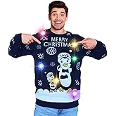 BLACKBARK LED Ugly Christmas Sweater - Light Up, Novelty Long Sleeve, Funny Knitted Pullover with Lights for Men Women