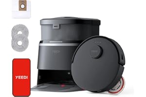 Yeedi M12 PRO+ Robot Vacuum and Mop, 11000Pa Strong Suction, ZeroTangle Technology, TruEdge Deep Mopping, Auto Mop Washing/Drying, Auto-Lift Mopping, Mini Omni Station, Black