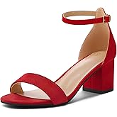 mysoft Women's Chunky Low Heels Open Toe Block Heeled Dress Ankle Strap Pump Wedding Sandals