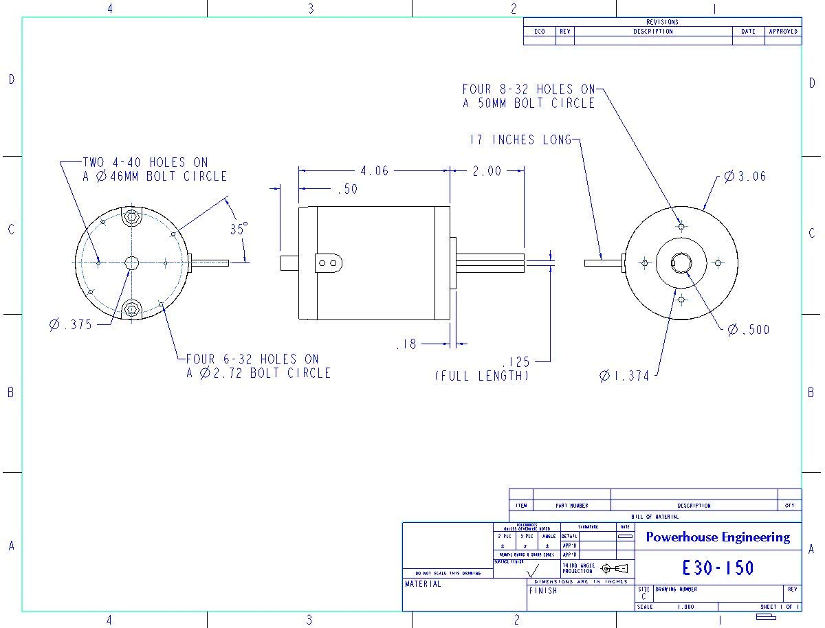 AmpFlow E30-150 Brushed Electric Motor, 12V, 24V or 36 VDC, 5600 RPM: Industrial & Scientific