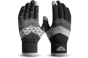 Black Winter Snow Warm Knitted Gloves for Women Men Windproof Cold Weather Thermal Touchscreen for Cycling Outdoor Work