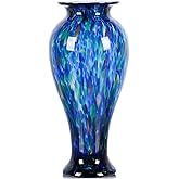 XMGZQ 20" Tall Glass Vases for Floor,Large Hand Blown Sea Glass Flowers Vase for Centerpieces,Jarrones Grandes para Sala Elegantes,for Bookshelf,Bathroom,Countertop,Indoor Office Desktop (Blue Green)