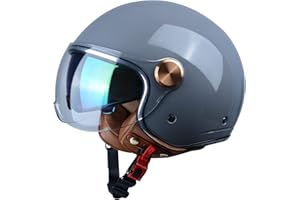 BEON Open Face Motorcycle Helmet for Adults, DOT Approved,3/4 Retro Vespa Helmet, Dual Visors Men's and Women's Motorbike Casco for Moped Cruiser Bobber and Chopper