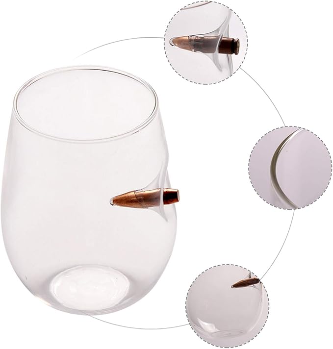Birra E Altro Bicchiere Da Acqua Antiproiettile Con Proiettile Reale Per Whisky Succo Stoviglie Casa E Cucina