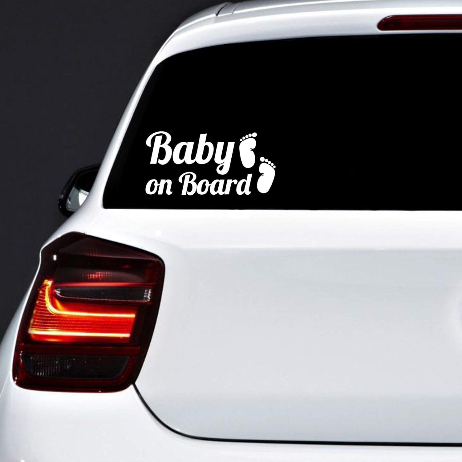 Autodomy Baby on Board Sign Feet 2 Units | Baby on Board Sticker for Car Guaranteed Visibility | Rain and Sun Resistant 15x7 cm (White)