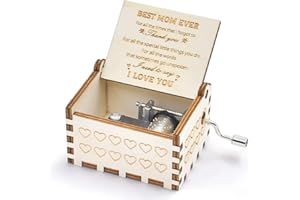 MUZERO Mom Music Box Mum Gift - Mother Day Birthday Anniversary Thanksgiving to Mom from Daughter Son Hand Crank Musical Box Plays You are My Sunshine
